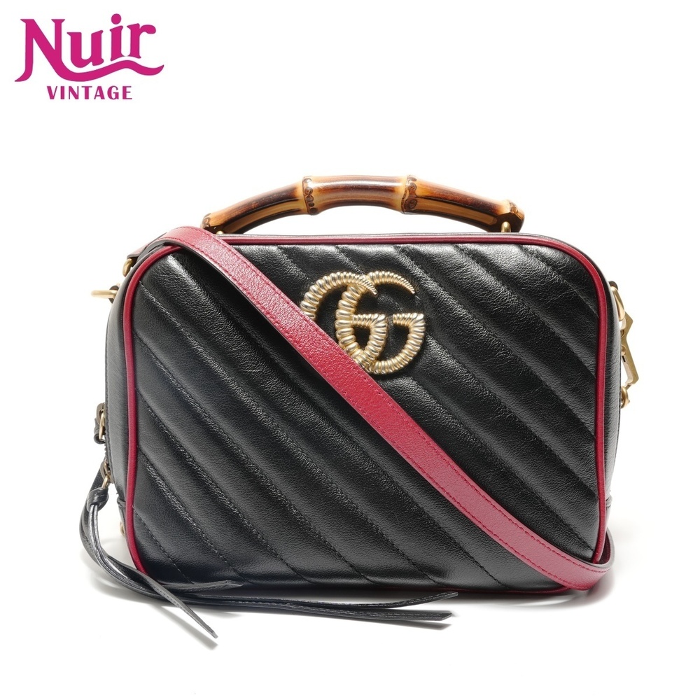 Gucci GG Marmont Bamboo Shoulder Bag Black